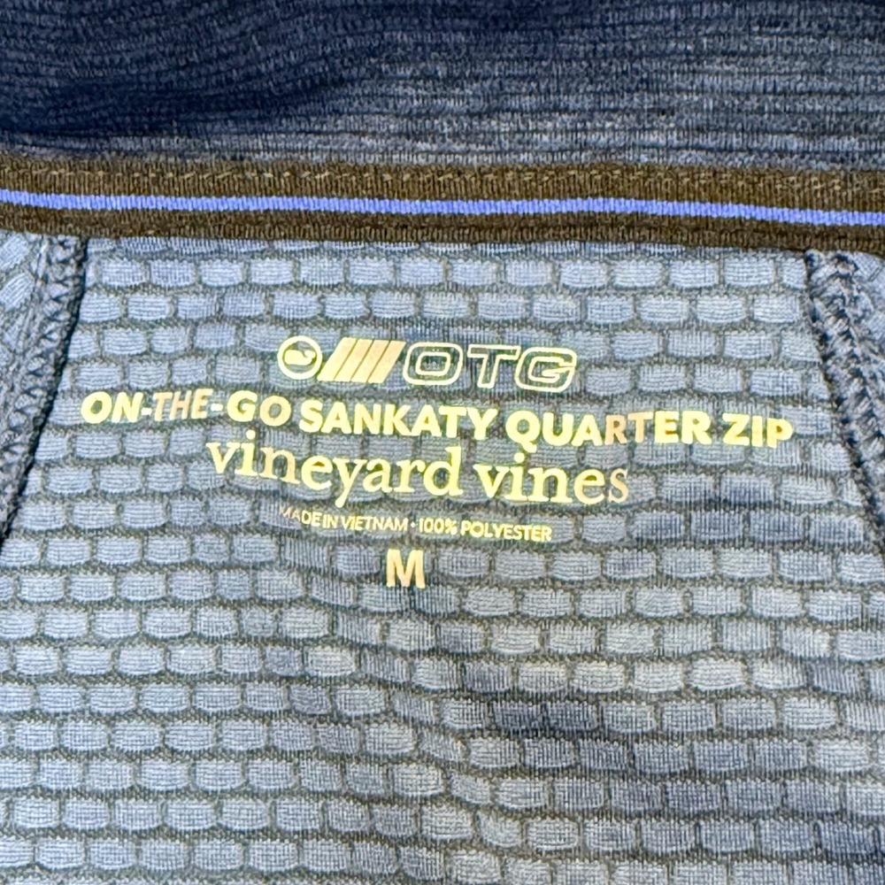 Vineyard Vines 1/4 Zip Mens M Blue On-The-Go Sankaty Micro Stripe Performance - Picture 6 of 12